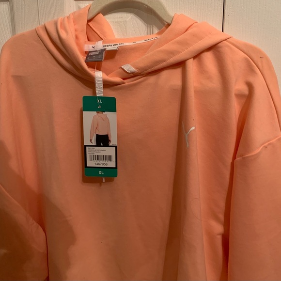 Puma Womens Hooded Pullover Sweatshirt ~ Tangerine/Orange ~ XL - Picture 2 of 3